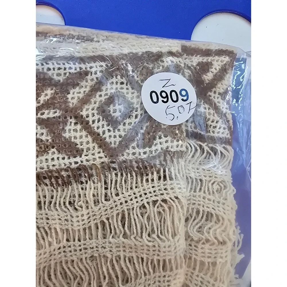 Nikky Women's‎ Cream Brown Geometric Print Open Weave Cotton Scarf Wrap New
